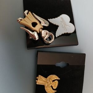 Gold and Silver Angel Wing Pins - Set of 2